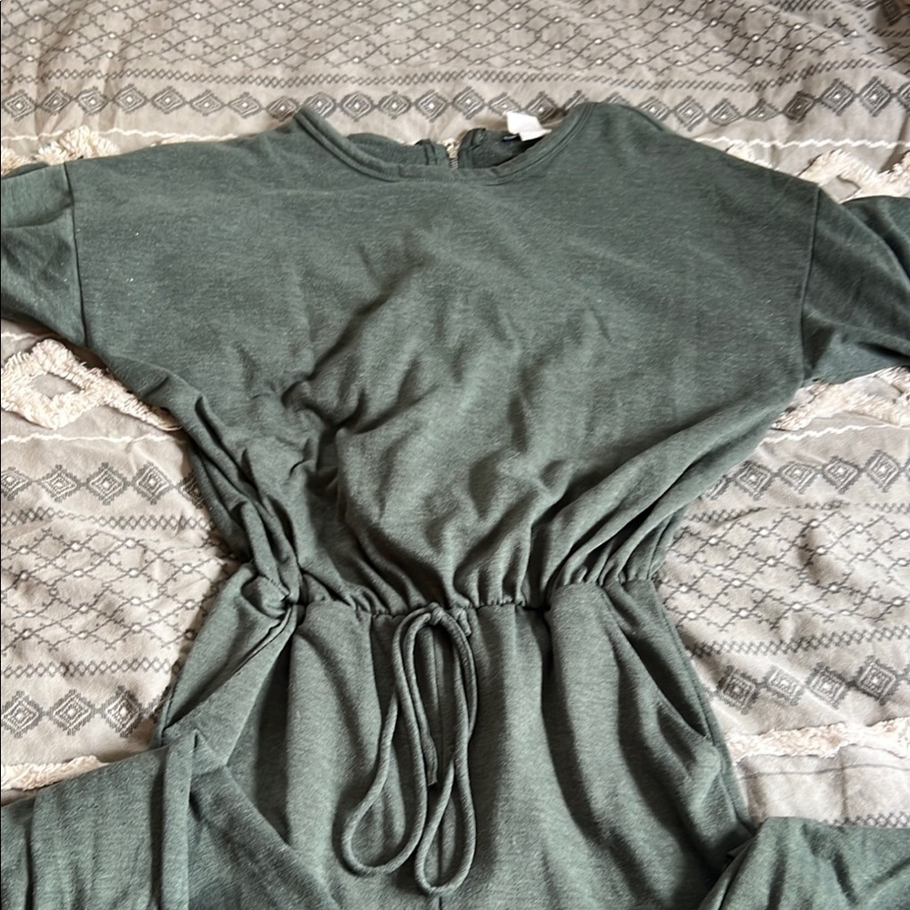 Green Drawstring Waist Jumpsuit